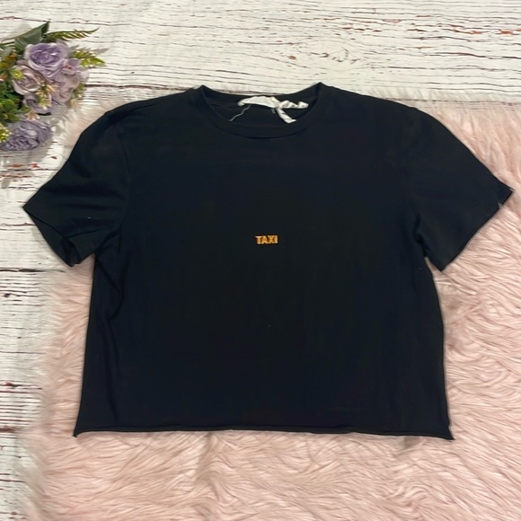 Helmut Lang Taxi Cropped Graphic Short Sleeve Top - Picture 1 of 8
